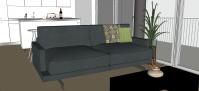 3D Raumplanung von dem Wohnzimmer - Detail von dem Sofa