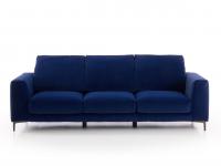 Lineares Sofa, 257 cm, bestehend aus 3 x 69 cm hohen Sitzen, gepolstert mit dem Stoff Carabu blau