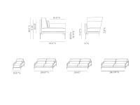Maxime Retro Sofa - Muster und Maße der verfügbaren Modelle
