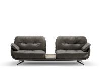 Ayton 250 cm geradliniges Sofa in Leder Tuscania mit integriertem Couchtisch aus glänzendem Marmor Port Laurent