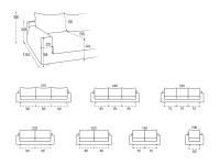 Modularität und verfügbare Abmessungen für das Strip-Sofa
