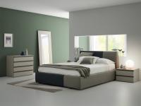 Decor zweifarbiges Bett mit Bezug aus Leinen