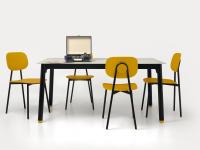 Preiswerter, praktischer und farbenfroher Stuhl Lollipop Young aus gelbem Polypropylen und mattschwarzem Metall