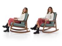Beispiel und Sitzproportionen des Schaukelstuhls Yumi