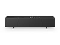 Moderner TV-Möbel mit Maia-Metallfüßen mit matt anthrazit lackierten Türen und Sahara Noir glänzender Keramikplatte