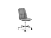Eleganter Stuhl mit Profil in Kunstleder ohne Armlehnen Betta. Bezug aus Leder Basis auf Rollen mit 5 Speichen in Aluminium gebürstet.