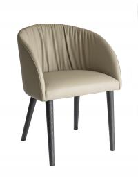 Eleganter Sessel Grace mit Lederbezug und vier geraden, schwarz gebeizten Eschenholzbeinen