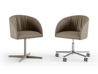 Eleganter Sessel Grace in der Ausführung mit Speichen und Rädern und 360° drehbarem Fuß