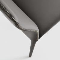 Detail der Naht des gepolstertes Stuhl Uma mit glatter Ruckenlehne. Mit vollständig aus Leder bezogenen Beinen und Sitz