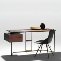 Scriba Schreibtisch mit Ledereinlage und Schubladen