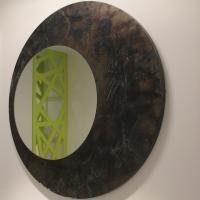 Oberon runder Spiegel aus oxidiertem reinem silber