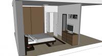 Schlafzimmer Raumplanung - Seitenansicht von der Kommode