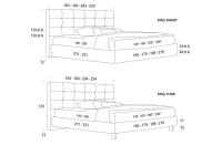 Numbat Bett - Modelle & Maße (* Vermerk: die Modelle Kingsize und Super Kingsize sind nur mit einem 200 cm tiefen Lattenrost erhältlich)