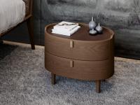 Aries ovaler Nachttisch aus Holz mit Schubladen, auch in den Ausführungen Kommode, Wochentisch und Schreibtisch erhältlich