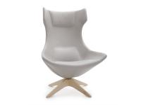 Olivia bequemer drehbarer Sessel aus Leder. Fußkreuz aus Holz