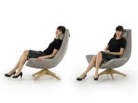 Beispiel für die Sitzfläche und die Proportionen des Agata-Sessels mit hoher Rückenlehne