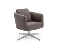 Rubina drehbarer Sessel mit Fußkreuz aus verchromtem Metall