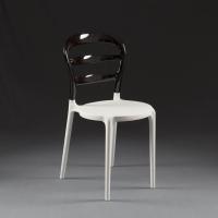 Lilian moderner zweifarbiger Stuhl - Sitz aus weissem Polypropylen und Rückenlehne aus Polycarbonat Schwarz