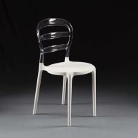Lilian moderner zweifarbiger Stuhl - Sitz aus weissem Polypropylen und Rückenlehne aus transparentem Polycarbonat