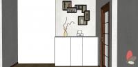 3D Projekt Wohnzimmer/Wohnraum - Eingang, Frontalansicht