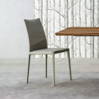 Kayla grauer Stuhl aus Leder von Bonaldo
