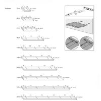 Lineares Regal mit Planunterteilungen - Maße und verdeckte Stützen