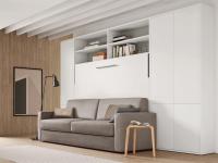 Split-Horizontal-Klappdoppelbett, das mit dem Holdem-Sofa kombiniert werden kann, um eine platzsparende Situation im Wohnzimmer eines Studio-Apartments zu schaffen