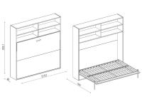 Split horizontal Doppel-Klappbett - Diagramme und Maße von 140 cm Französisch Doppel-Modell