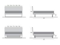 Doppelbett aus Holz Icarus - Zeichnungen und Maße der verschiedenen Modelle, mit und ohne Staukasten