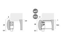 Bett mit gepolstertem Kopfteil und vertikalen Nähten Jim - Diagramme zur Positionierung des Bettrahmens und des Bettkastens in den Modellen ohne oder mit Staukasten