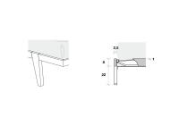 Technische Diagramme und Maße Nachttisch P22 mit schrägen Holzfüßen  