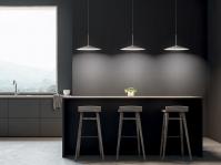 Moderner Küchen- oder Wohnzimmerkronleuchter Poe Plus, große Hängeleuchte aus weißem Metall