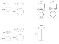 Schemi e dimensioni dei numerosi modelli di lampada Squash