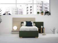 More&Plus Einzelbett kombiniert mit Jolly Rückenlehne und Panelen