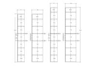 Schematische Darstellung der Bohrung der Seitenteile an den Strukturen des Nadir Lounge Kleiderschranks, für die freie Positionierung des mitgelieferten Regals und eventueller Zusatzausstattung
