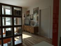 3D Raumplanung kleine Wohnung - Wohnzimmerbereich gesehen von der Küchenbereich