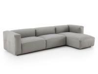 Weiches stahlgraues Nuvola-Ledersofa mit Chaise Longue 120