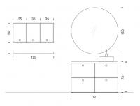 Badmöbel mit Eichenplatte N110 Frame - Schema und Maße der gesamten Komposition