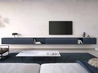 Wohnwand mit minimalistischem Design und Unterschränken Royal aus matt lackierter Ozean-Ausführung