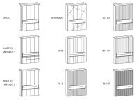 Doppelseitiger Raumteilerschrank mit Elektro-Kamin Lounge - Typologie der Fronten