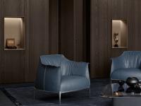 Lounge-Wohnzimmermöbel in grauer Eiche mit beleuchteten Nischen
