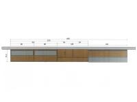 FreeHand 13 Wall System: Übersicht der Breiten und Tiefen des 480 cm Modells, mit Draufsicht