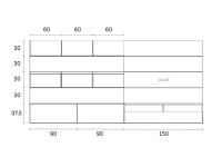 Wohnwand Replay 04 - Abmessungen der einzelnen Elemente der Komposition B ab 330 cm