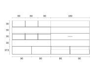 Wohnwand Replay 04 - Abmessungen der einzelnen Elemente der Komposition C ab 360 cm