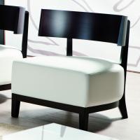 Lanky Design Sessel aus Massivholz mit Bezug aus Wahl