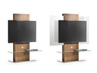 Porta tv a colonna orientabile a 360° Tonal disponibile con o senza pannello in plexiglass