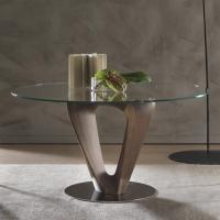 Designer Tisch für das Wohnzimmer Loris mit runder Tischplatte in Glas
