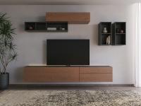 Fly Wand-TV-Ständer mit Keramikplatte Fly Wand-TV-Ständer mit übereinanderliegenden Schubladen, Klapptür und Keramikplatte
