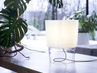 Sideboard-Lampe Vestale aus mundgeblasenem Glas mit weißem undurchsichtigem Lampenschirm