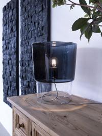Sideboard-Lampe aus mundgeblasenem Glas Vestale mit Lampenschirm aus Rauchglas